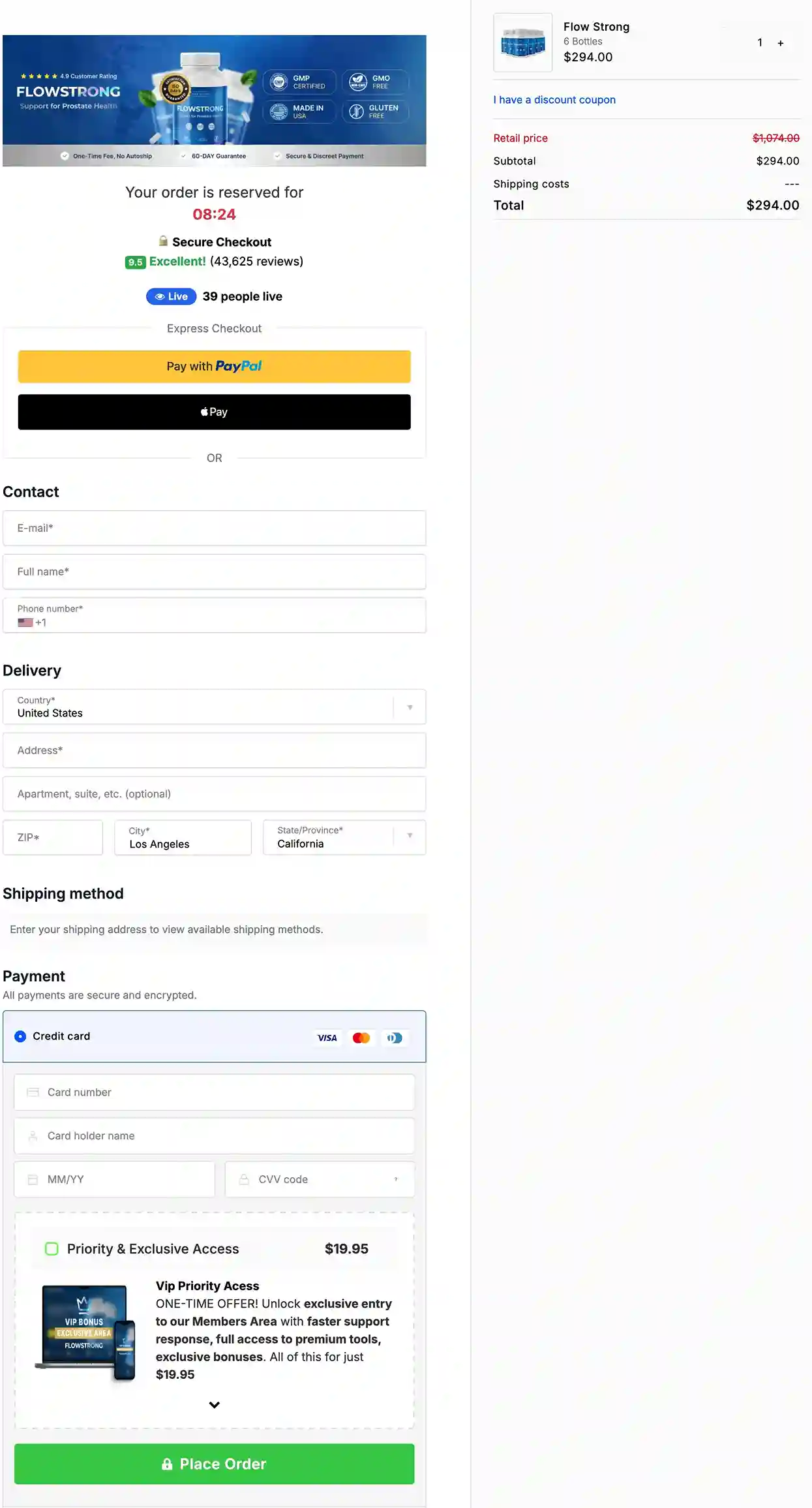 FlowStrong Secure Payment &ndash; All Major Cards, SSL Encrypted, Discreet Shipping